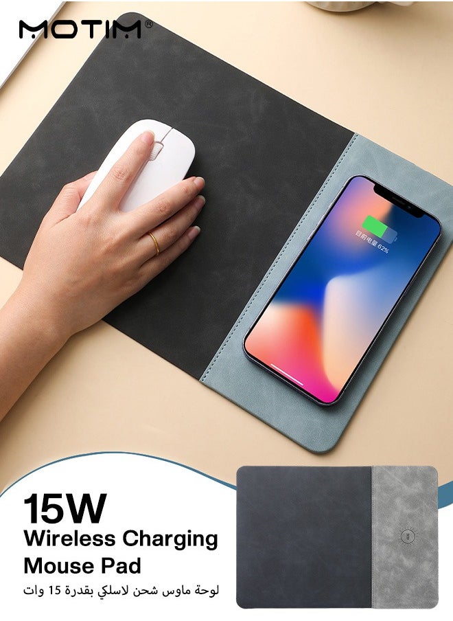 Motim Wireless Charging Gaming Mouse Pad, Ergonomically Designed Mouse Pad, PU Leather Mobile Phone Charging Mouse Mat, 30*22CM  - Image 4
