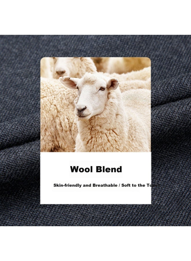 Tries Men's Colorblock Stand Collar Autumn Winter Warm Wool Blend Soft Knit Sweater Zip-up Jacket Versatile - Image 3