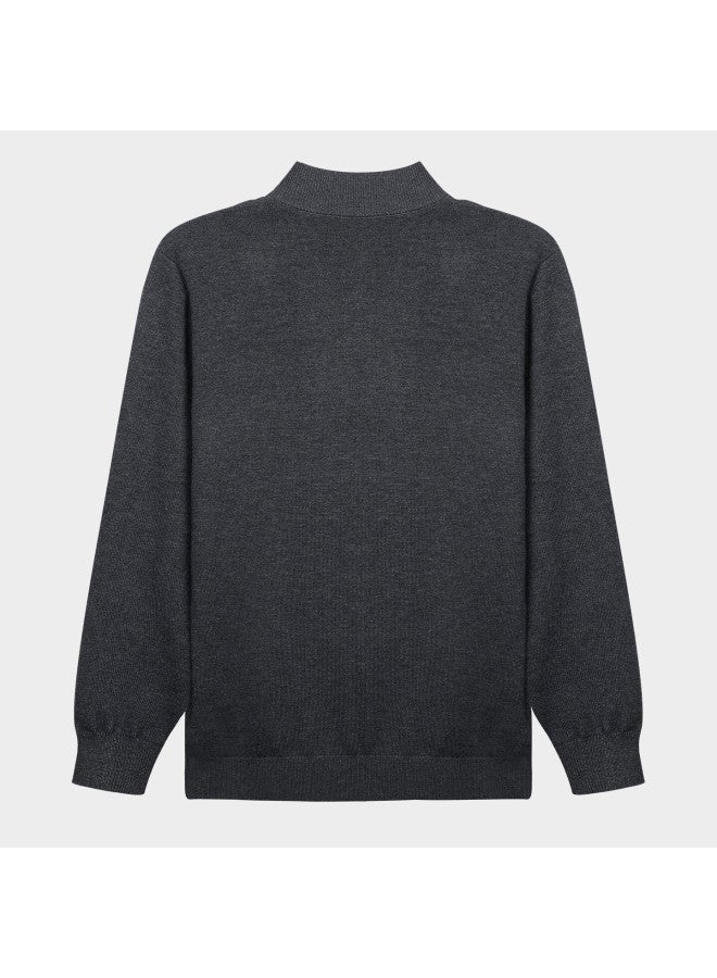 Tries Men's Colorblock Stand Collar Autumn Winter Warm Wool Blend Soft Knit Sweater Zip-up Jacket Versatile - Image 2