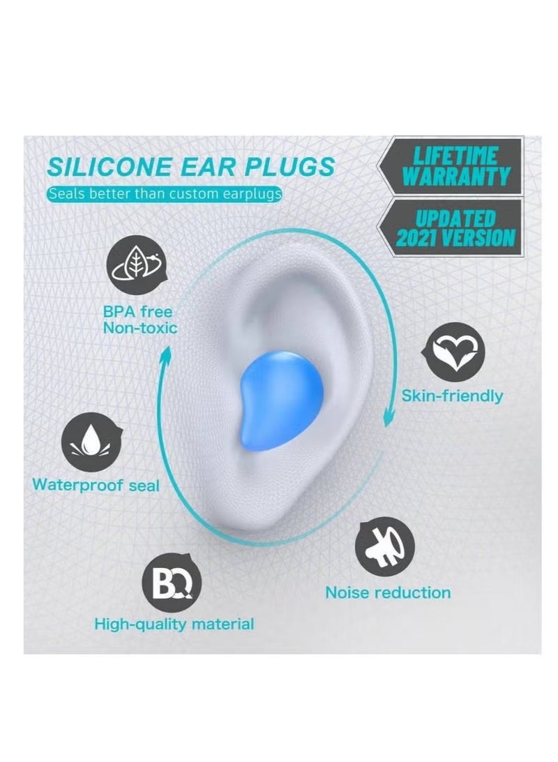 Ear Plugs for Sleep and Swimming 8 Pairs Of Reusable Silicone Molded Noise Canceling Ear Plugs - Image 2