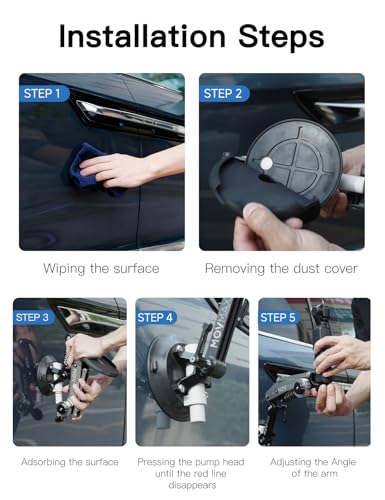 MOVMAX Blade Arm for DJI Pocket 4/3,insta360/Gopro Hero, Suction Cup Camera Mount with 1/4 Screw, DJI Osmo Pocket 3 Accessories Car Mount - Image 5