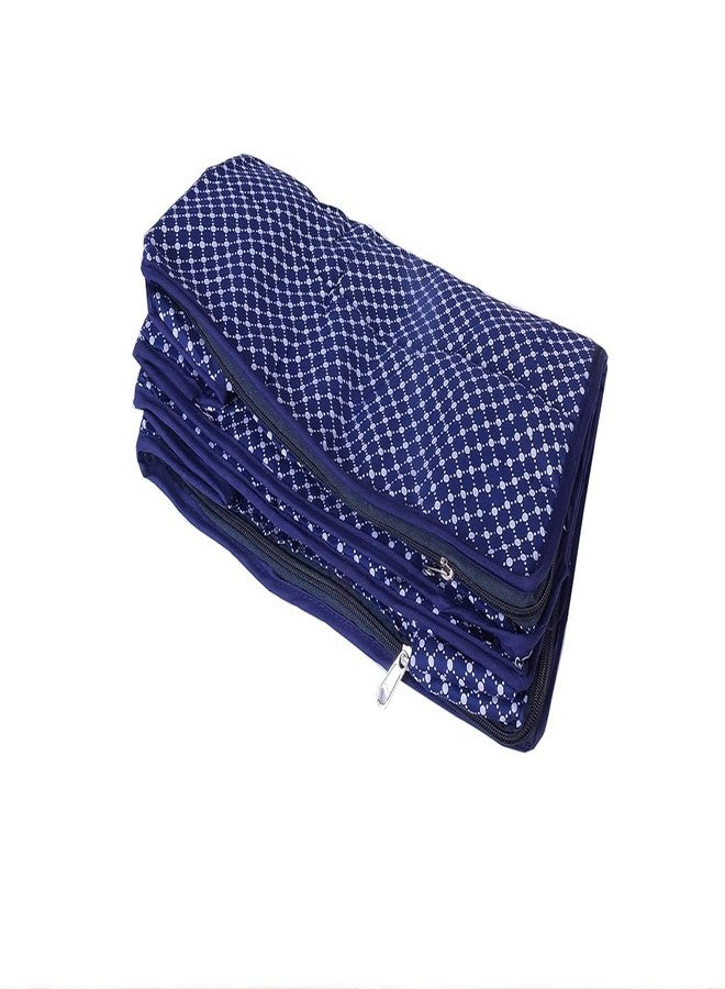 ABBASI Saree Cover Storage Bag Big for Clothes with Zip Organizer for Wardrobe, Large Design Boxes (Nevy blue, Pack of 2) - Image 4