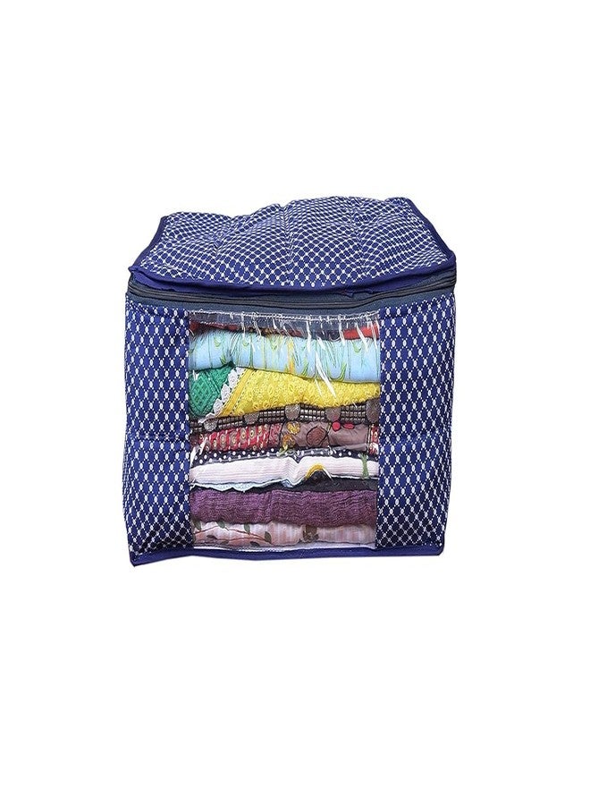 ABBASI Saree Cover Storage Bag Big for Clothes with Zip Organizer for Wardrobe, Large Design Boxes (Nevy blue, Pack of 2) - Image 2