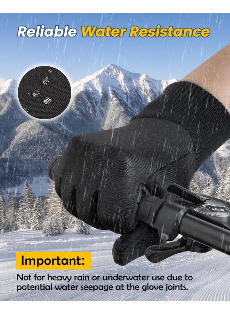 Relex Cycling Gloves for Men Women, Waterproof Windproof Anti-Slip Touchscreen Thermal Sports Gloves for Driving Hiking Bike Cycling Running (Black) - Image 4