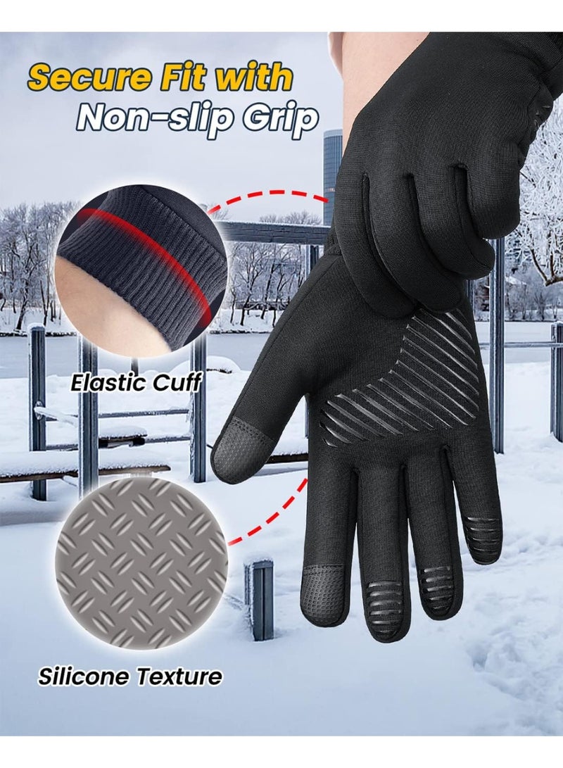 Relex Cycling Gloves for Men Women, Waterproof Windproof Anti-Slip Touchscreen Thermal Sports Gloves for Driving Hiking Bike Cycling Running (Black) - Image 3