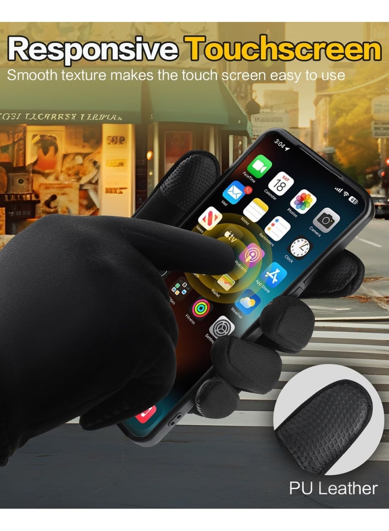 Relex Cycling Gloves for Men Women, Waterproof Windproof Anti-Slip Touchscreen Thermal Sports Gloves for Driving Hiking Bike Cycling Running (Black) - Image 2
