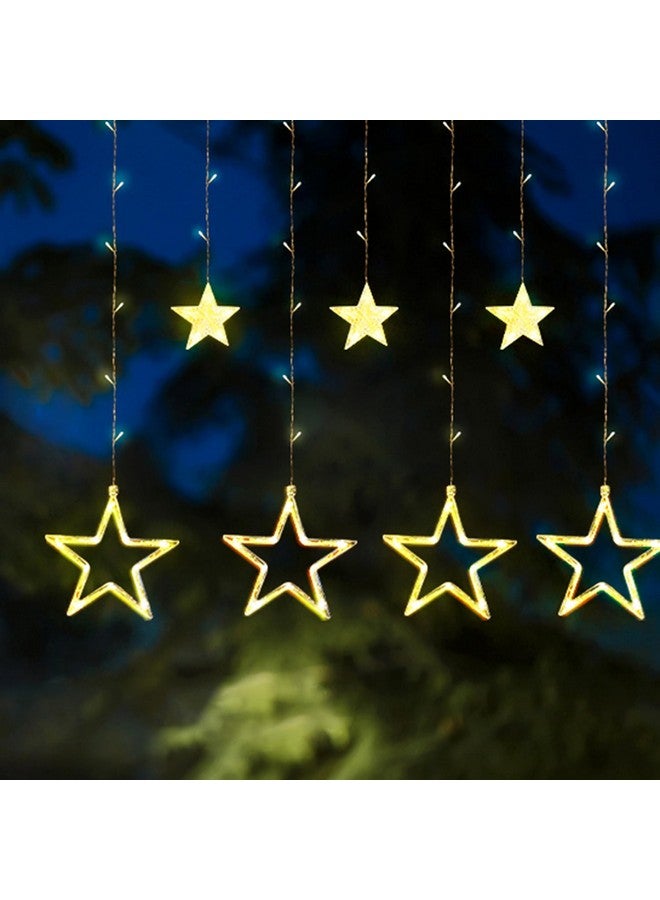 wipro Polycarbonate Garnet 12 Stars 3 Meter Curtain Led Festive Lights|Indoor String Lights|Decoration for Diwali, Wedding, New Year and Home|6 Large and 6 Small Stars|Warm White, 108 LEDs, Pack of 1 - Image 5