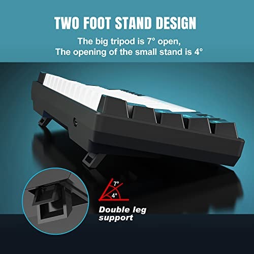 Snpurdiri 60% Wired Mechanical Gaming Keyboard, Ice Blue LED Backlit 61 Keys Mini Wired Office Keyboard for Windows Laptop PC Mac (Black-White, Brown Switches) - Image 3