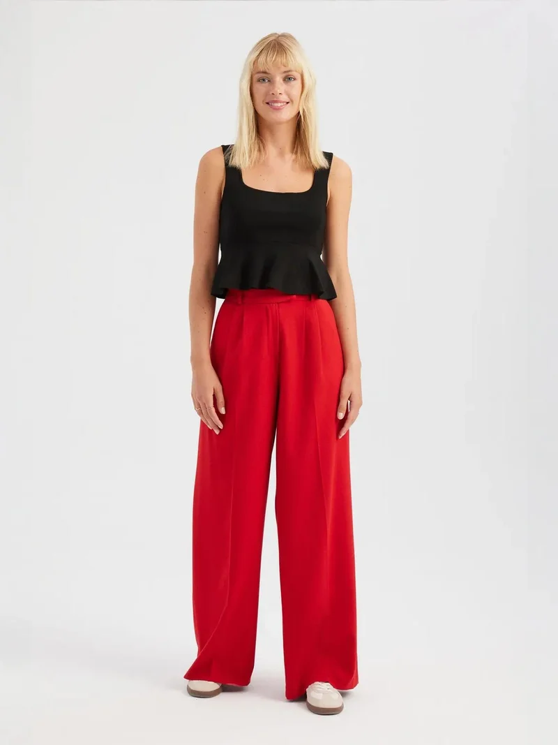 HICCUP Square Neck Knitted Ruffled Top