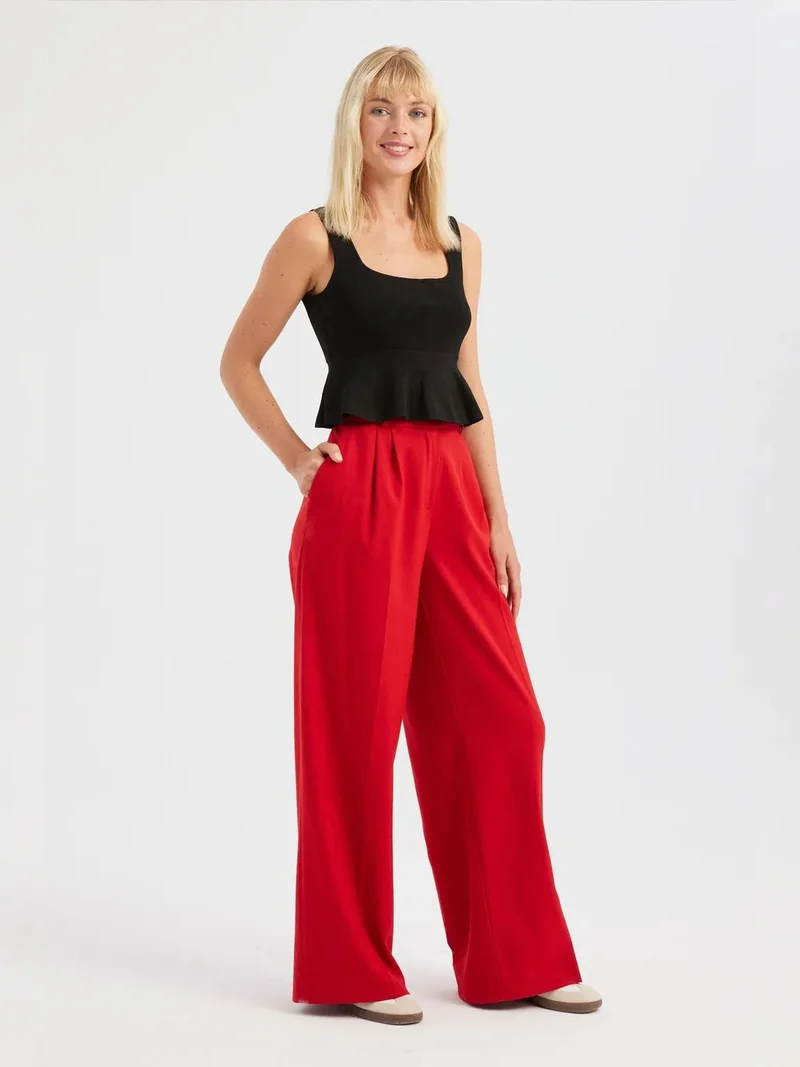 HICCUP Square Neck Knitted Ruffled Top