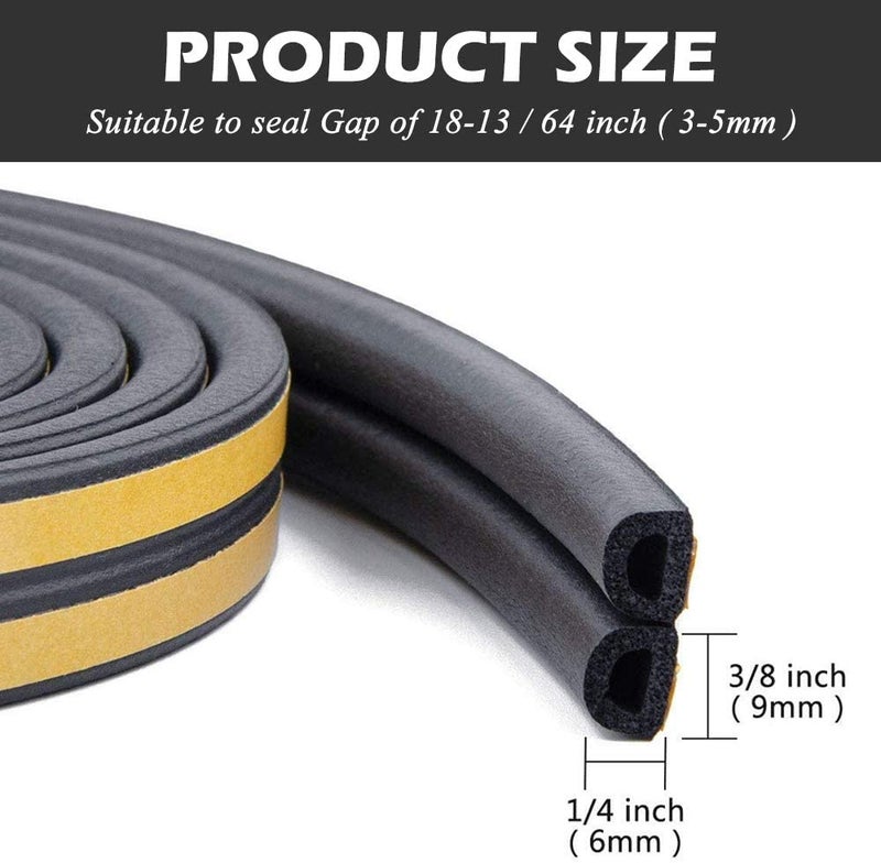 6m 2-Pack Self Adhesive Foam Window Seal Strip Black 6meter - Image 3