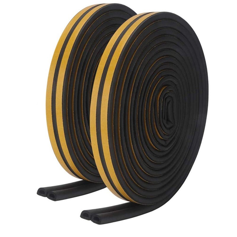 6m 2-Pack Self Adhesive Foam Window Seal Strip Black 6meter - Image 1