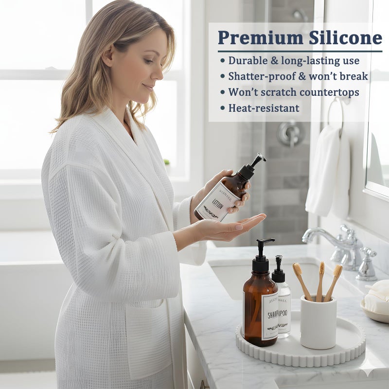 Highherz Silicone Bathroom Countertop And Vanity Tray  Round Silicone Bathroom Tray  Modern Bathroom Decor  Coffee Table Decor  Decorative Tray For Candle  Perfume  Plants (White  9 Inch) - Image 4
