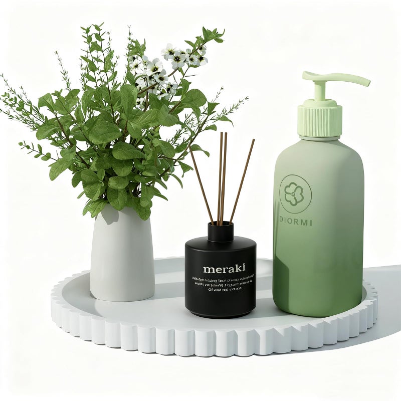 Highherz Silicone Bathroom Countertop And Vanity Tray  Round Silicone Bathroom Tray  Modern Bathroom Decor  Coffee Table Decor  Decorative Tray For Candle  Perfume  Plants (White  9 Inch) - Image 1