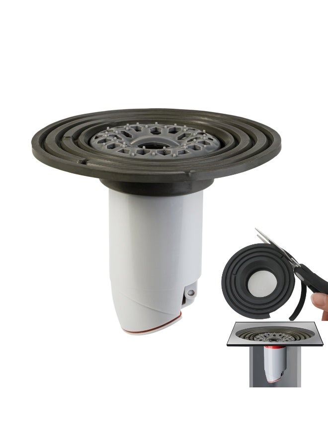 Odor-Proof Shower Drain Plug with Magnetic Valve Backflow Preventer, Hair Catcher, and Silicone Reducer Ring, Fits 1.9''-3.9'' ID Drains - Image 1