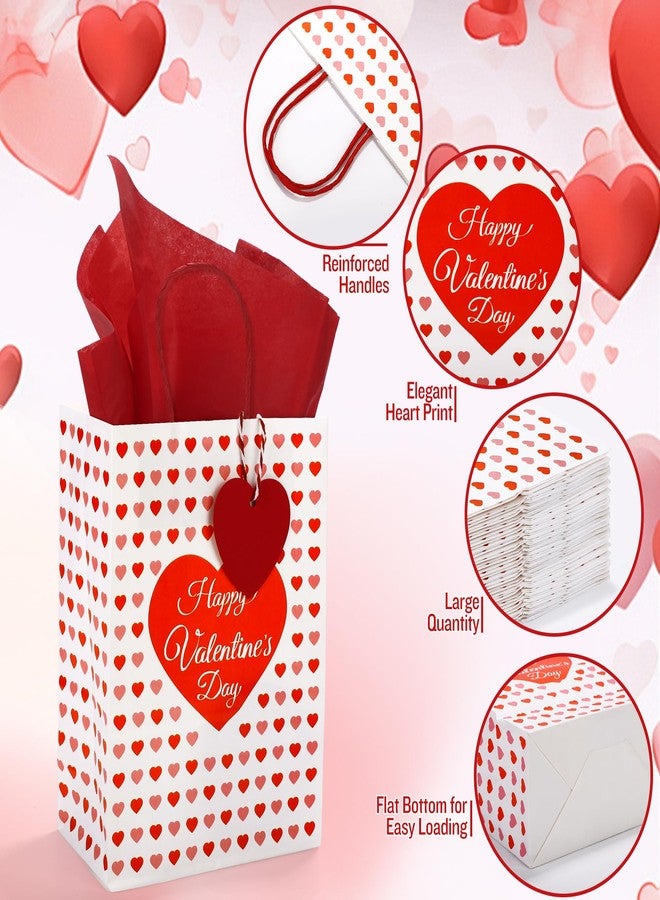 MIMIND 24 Pack Valentine's Day Gift Bags Heart Print Paper Gift Bags with Red Tissue Paper & Heart Tags Valentine’s Day Party Favor Bags for Valentines Wedding Anniversary Bridal Shower Gift Wrapping - Image 3