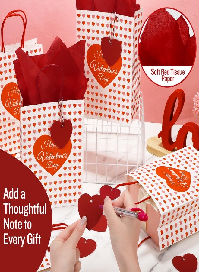 MIMIND 24 Pack Valentine's Day Gift Bags Heart Print Paper Gift Bags with Red Tissue Paper & Heart Tags Valentine’s Day Party Favor Bags for Valentines Wedding Anniversary Bridal Shower Gift Wrapping - Image 5