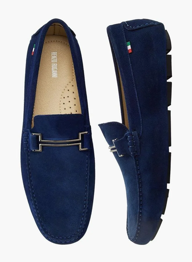 Renzo Ruganni  Men Metallic Trim Premium Suede Leather Loafers for Men | Best Price UAE