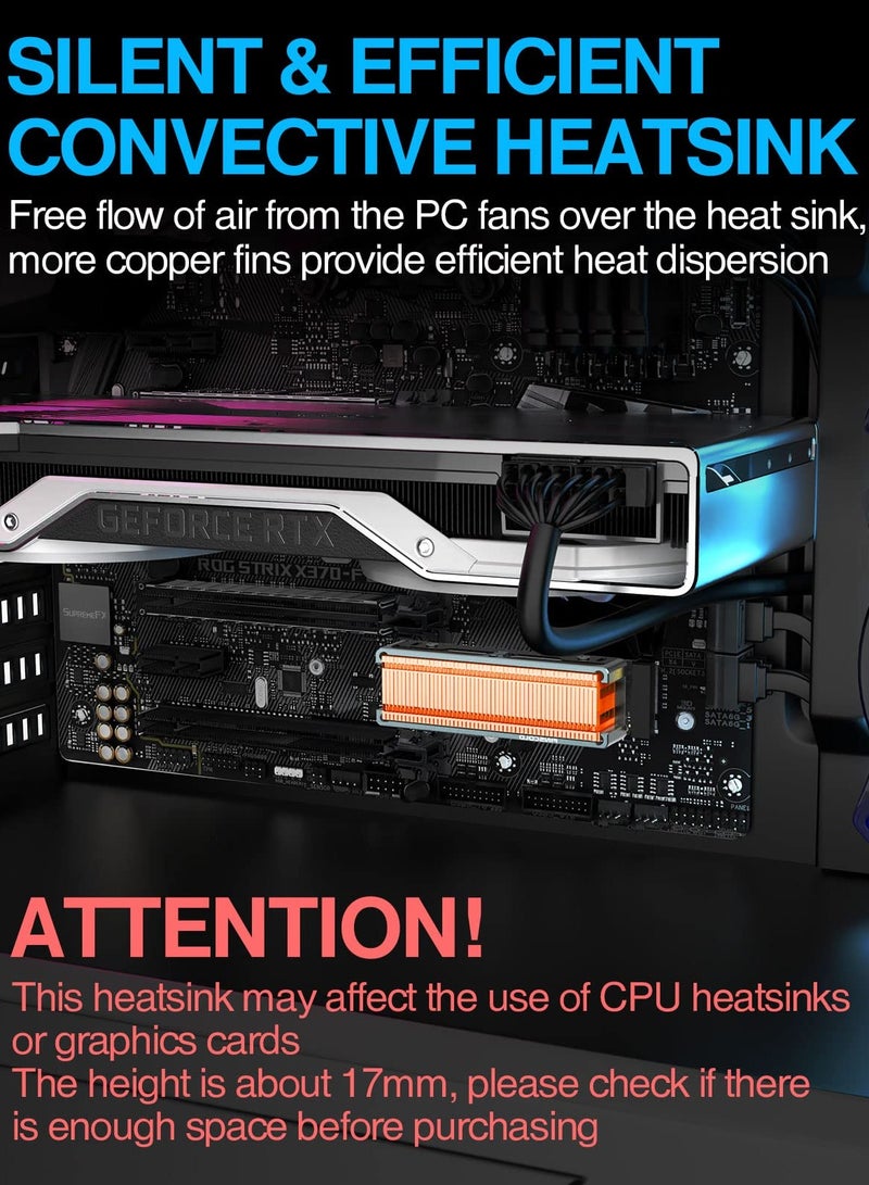 SOLARAE Q150 M.2 2280 SSD heatsink, Double-Sided Heat Sink, Fins with Aluminum Frame Passive Heat Sinks for M.2 SSD PC and Computer,Desktop High Performance SSD Cooler - Image 5