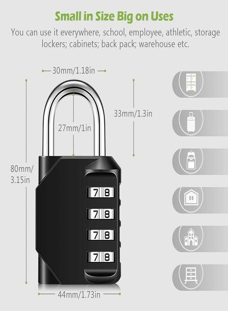 Oasisgalore 2 Pack Black Combination Lock Resettable 4-Digit Padlock  - Image 2