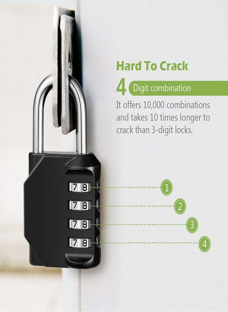Oasisgalore 2 Pack Black Combination Lock Resettable 4-Digit Padlock  - Image 3