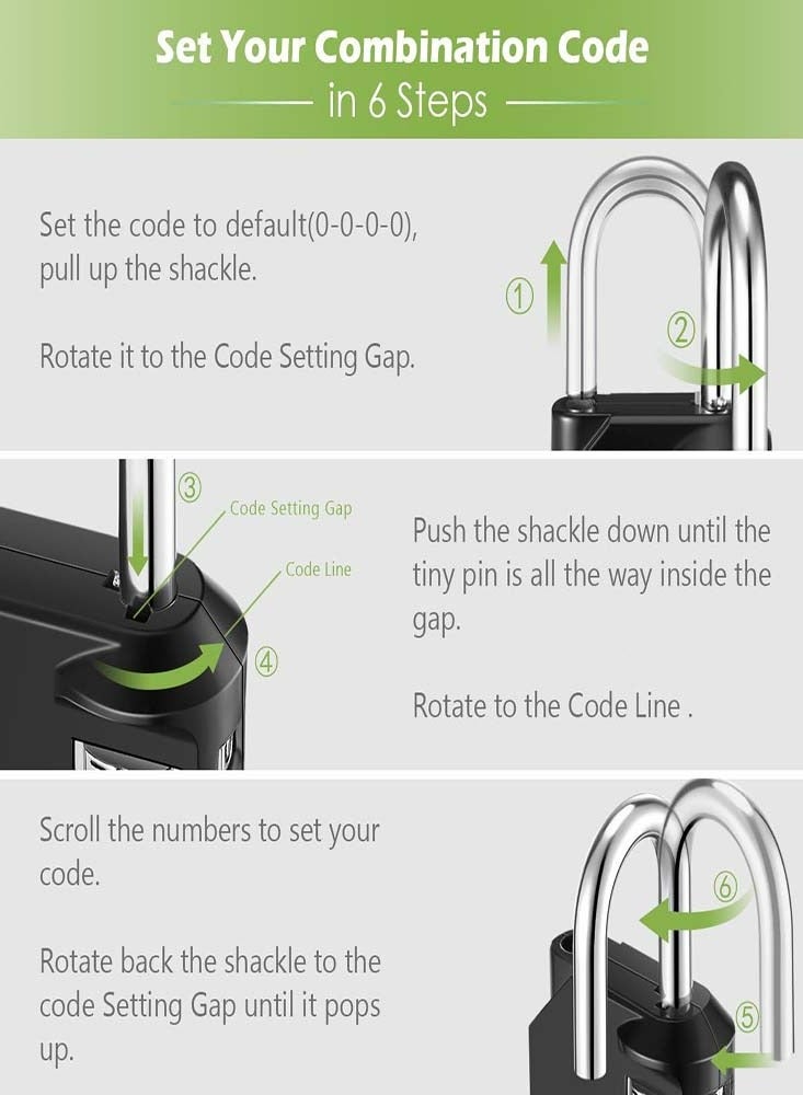 Oasisgalore 2 Pack Black Combination Lock Resettable 4-Digit Padlock  - Image 5