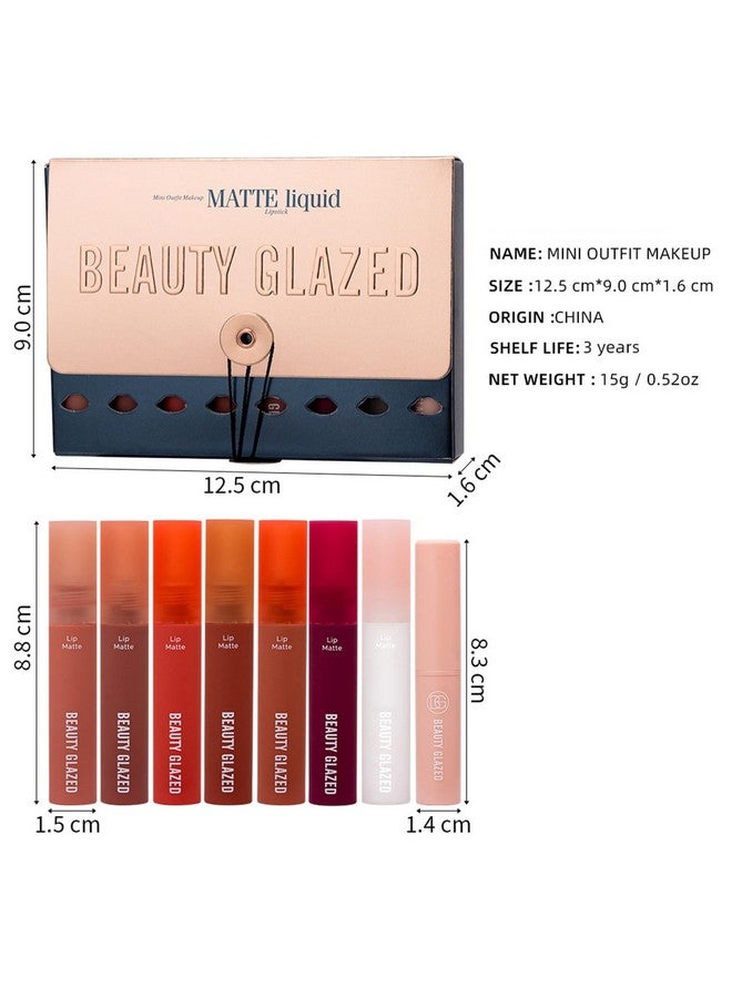 Joyeee Liquid Matte Lipstick For Women 6 Color Long Lasting Matte Lipstick Set + 1 Lip Balm Stick + 1 Lip Oil Clear Dark Red Brown Pink Purple Orange Nude Lipstick Makeup Gift Kit For Women - Image 5