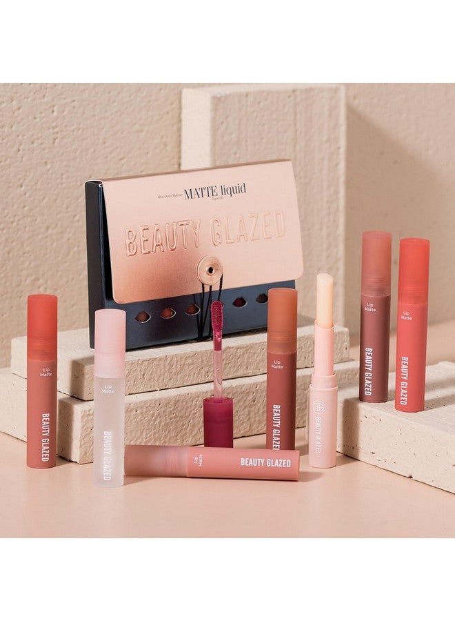 Joyeee Liquid Matte Lipstick For Women 6 Color Long Lasting Matte Lipstick Set + 1 Lip Balm Stick + 1 Lip Oil Clear Dark Red Brown Pink Purple Orange Nude Lipstick Makeup Gift Kit For Women - Image 4