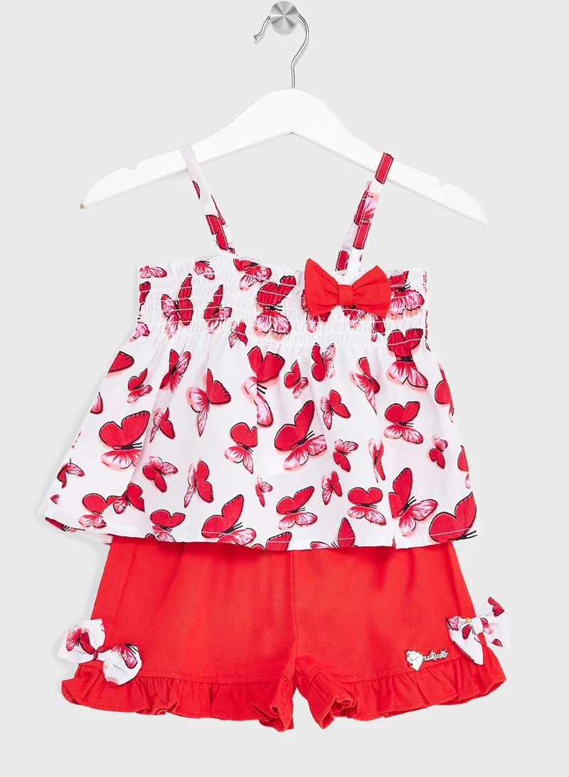 Nautinati Nauti Nati Girls Printed Shoulder Straps Top With Shorts