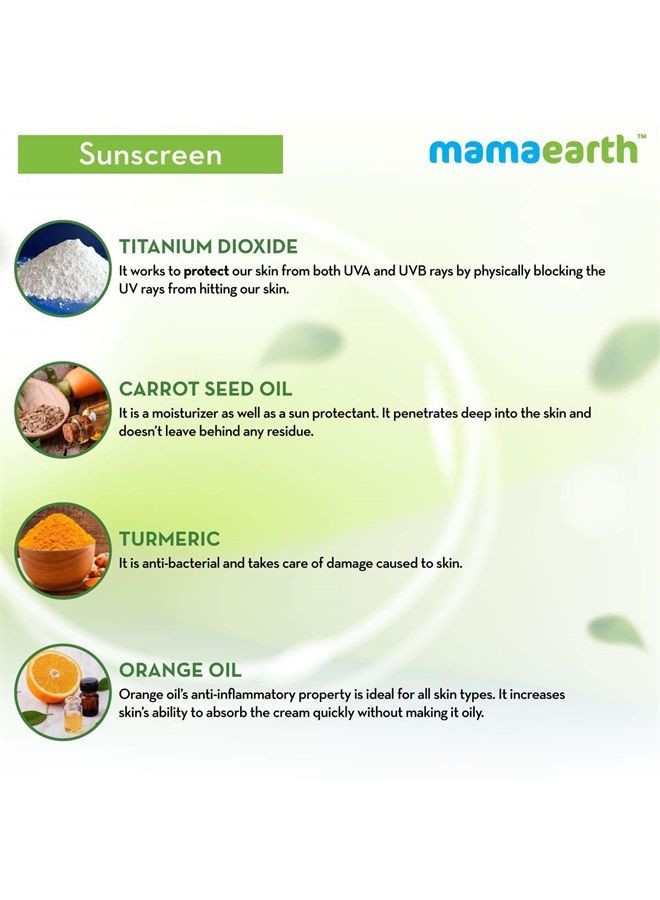 Mamaearth Mamaearth's Ultra Light Natural Sunscreen Lotion SPF 50 PA+++ With Turmeric & Carrot Seed, 80ml - Image 3