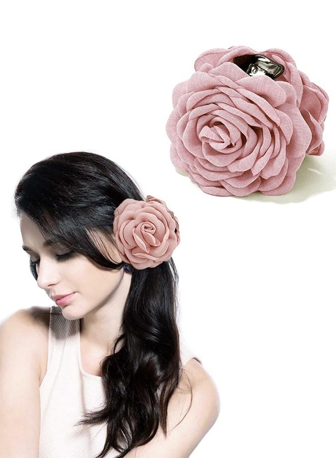 Lemon Flower Rose Hair Clips, 3.7" Claws Clips for Women & Girls, Non Slip (Pink) - Image 1