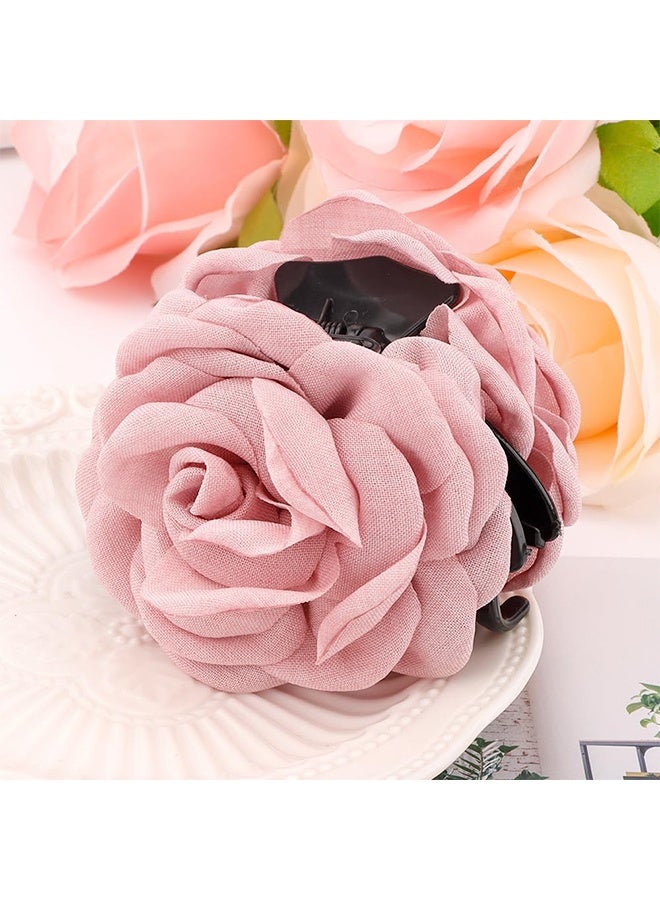 Lemon Flower Rose Hair Clips, 3.7" Claws Clips for Women & Girls, Non Slip (Pink) - Image 3