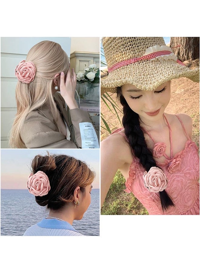 Lemon Flower Rose Hair Clips, 3.7" Claws Clips for Women & Girls, Non Slip (Pink) - Image 5