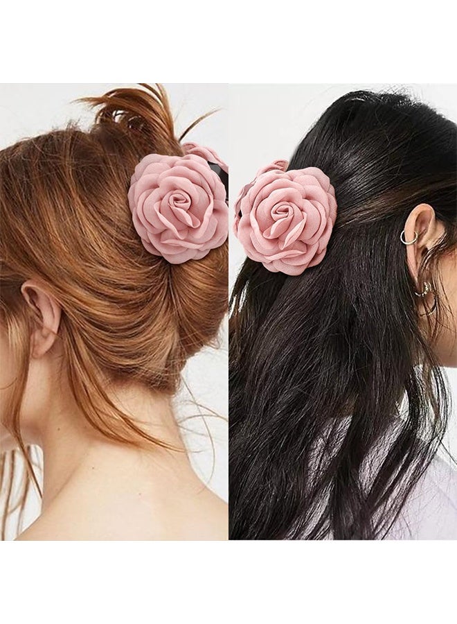 Lemon Flower Rose Hair Clips, 3.7" Claws Clips for Women & Girls, Non Slip (Pink) - Image 4