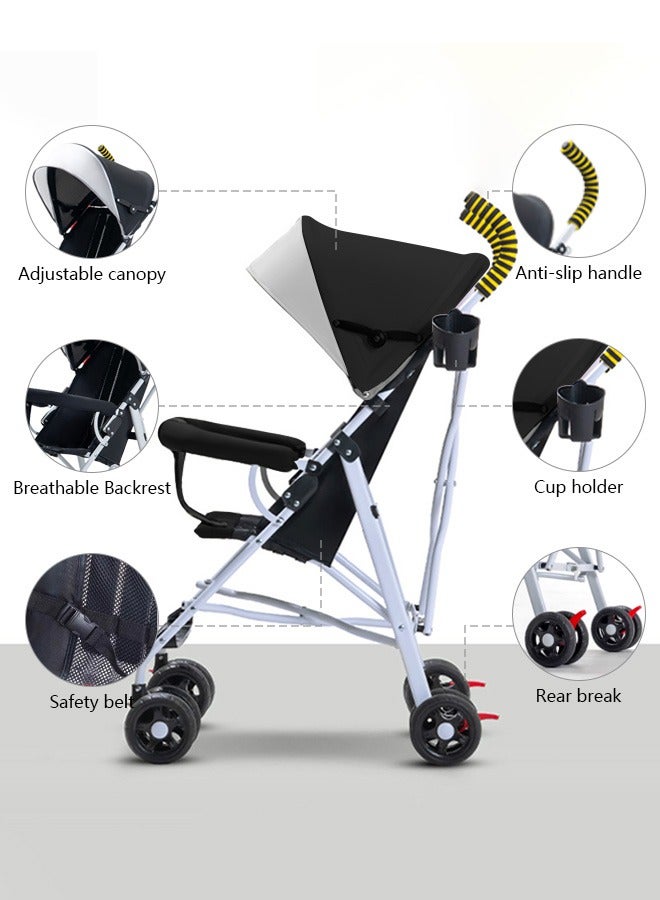 ​هايالكس​ عربة أطفال خفيفة الوزن ومدمجة، عربات أطفال فردية بمظلة قابلة للتعديل وعجلات دوارة، عربة سفر مع حامل أكواب (0-3 سنوات) - Image 3