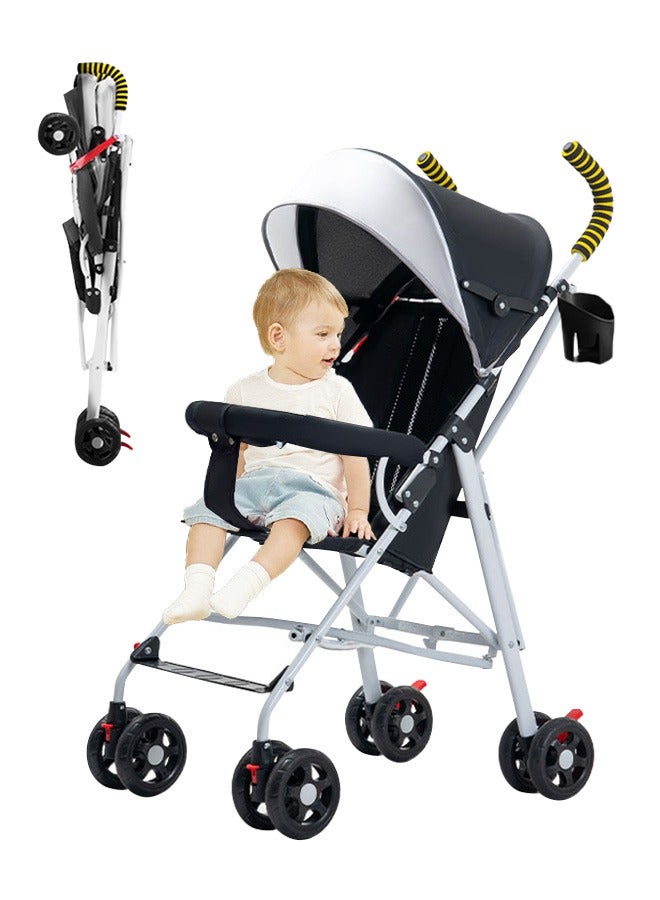 ​هايالكس​ عربة أطفال خفيفة الوزن ومدمجة، عربات أطفال فردية بمظلة قابلة للتعديل وعجلات دوارة، عربة سفر مع حامل أكواب (0-3 سنوات) - Image 1