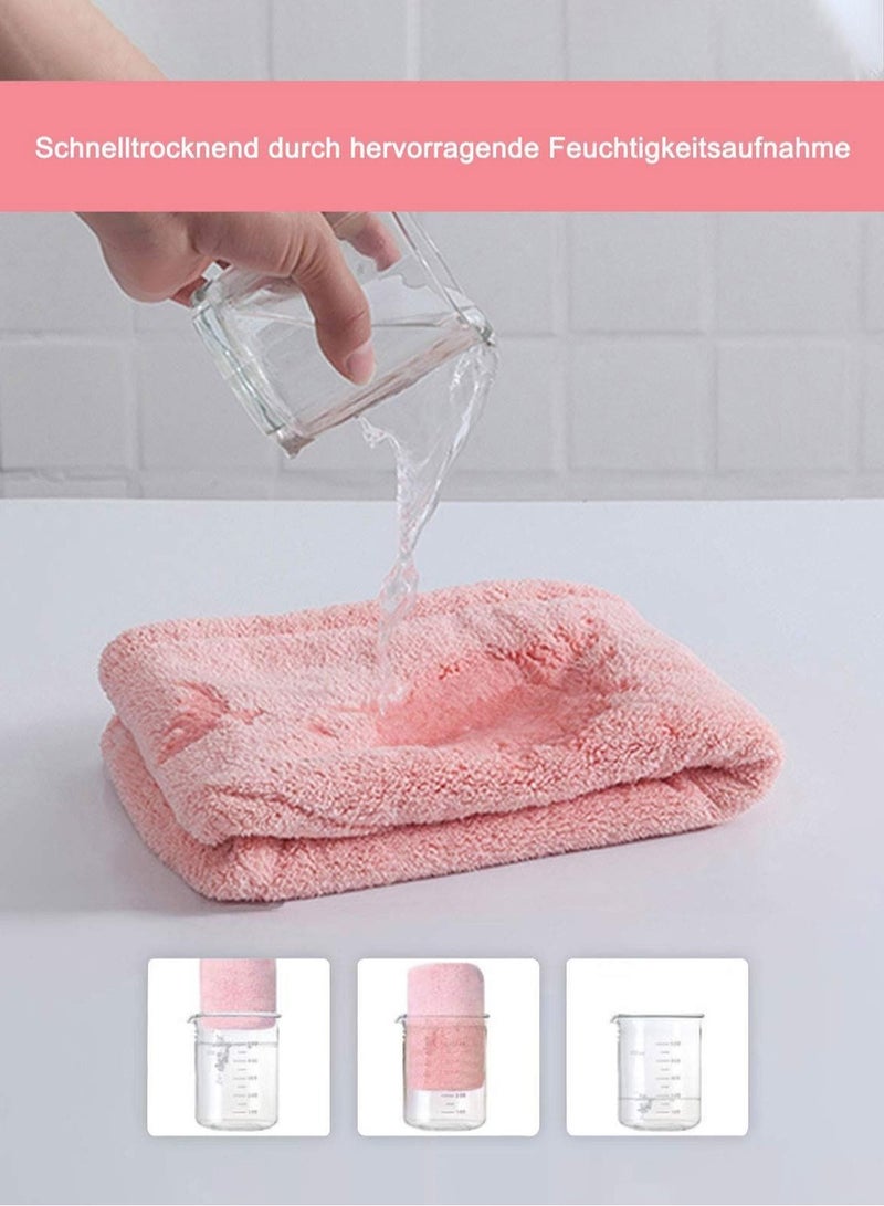 VUCATIN ٥ قطع مناشف شعر من الألياف الدقيقة، لفافات شعر للنساء للشعر المبلل، عمامة سريعة الجفاف، مناشف رأس مضادة للتجعد للشعر المجعد، مزودة بحلقة مطاطية وزر (وردي) - Image 4