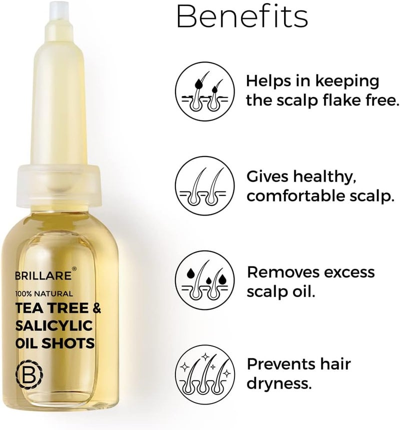 Brillare Tea Tree Hair Oil With Salicylic Acid & Coconut, Best for Dry & Itchy Scalp, Dandruff Control, Reduces Excess Scalp Oil, 100% Natural, 48ml - Image 3