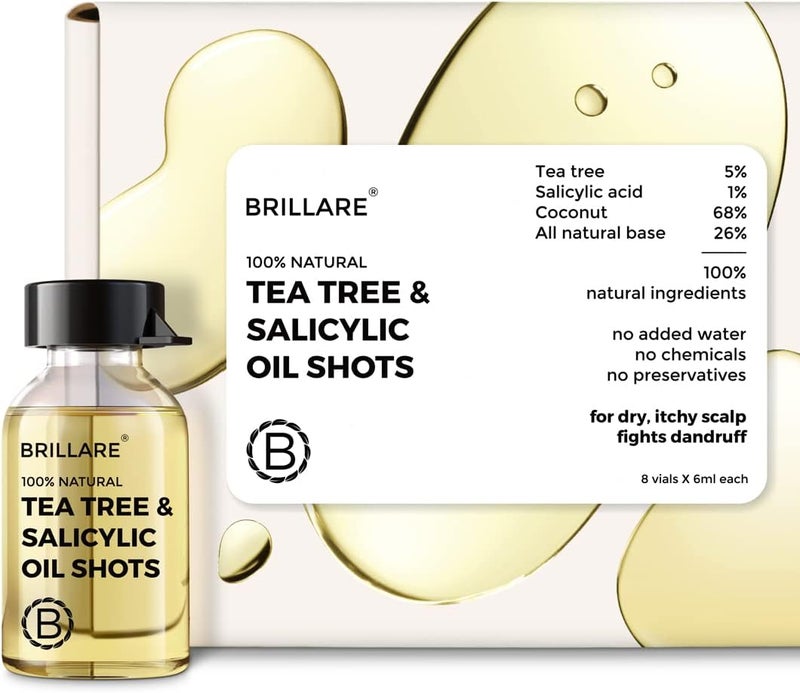 Brillare Tea Tree Hair Oil With Salicylic Acid & Coconut, Best for Dry & Itchy Scalp, Dandruff Control, Reduces Excess Scalp Oil, 100% Natural, 48ml - Image 1