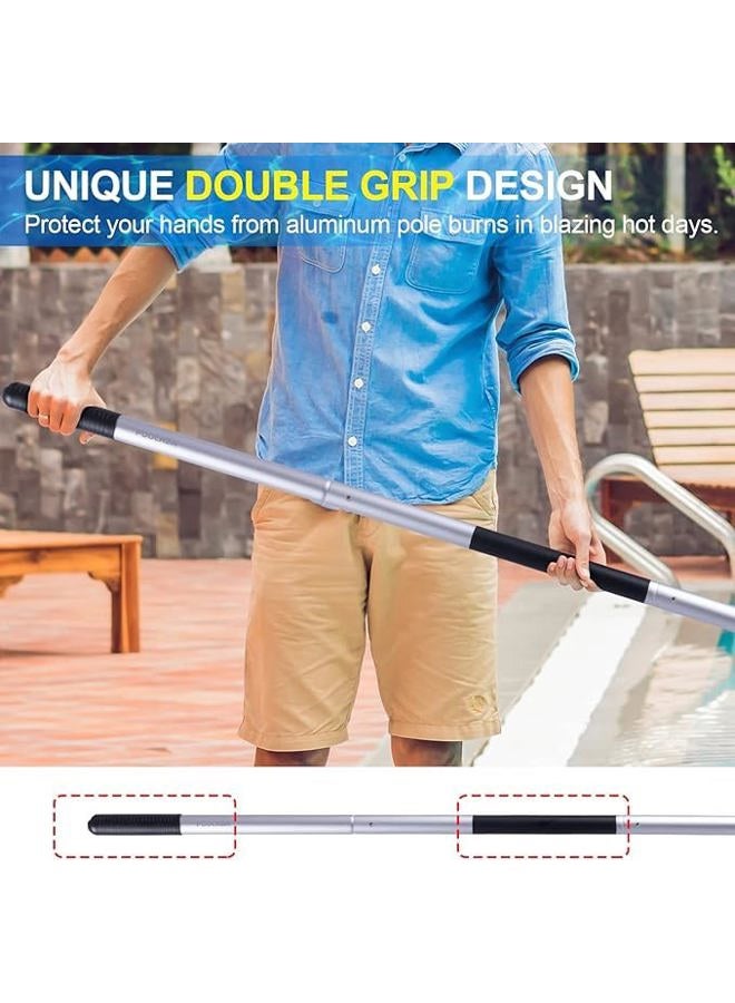 POOLAZA Pool Pole Dual-Handle, Anodized Aluminum Pool Skimmer Pole, Detachable & Telescopic Pool Pole Up to 10.5 Ft, Portble Pool Poles for Cleaning Suitable for Pool Skimmer, Vacuum Head, Brush Etc. - Image 2
