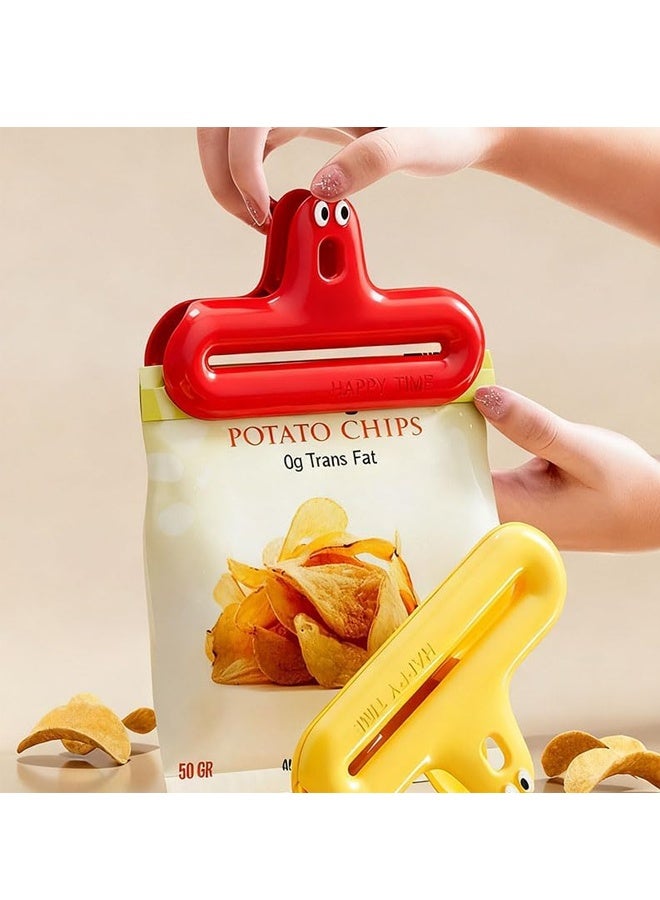 HOMESTAR 3 Pcs Chip Bag Clips, Food Clips, Chip Bag Clips Plastic Heavy Duty Seal Grip Stainless Steel Bag Clips, Assorted Color for Kitchen for Snacks, Chips, and Bags - Image 2