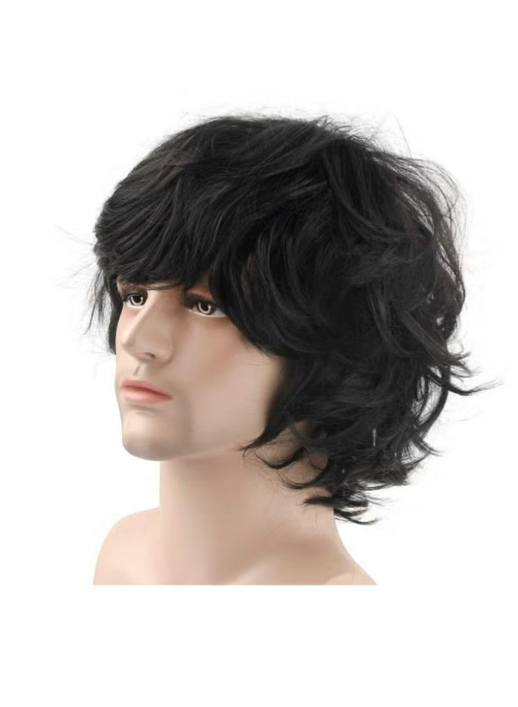 YOUGE New Fashion European And American Brazilian Fluffy Natural Curly Men's Wigs Black - Image 4