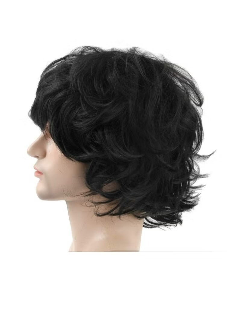 YOUGE New Fashion European And American Brazilian Fluffy Natural Curly Men's Wigs Black - Image 3