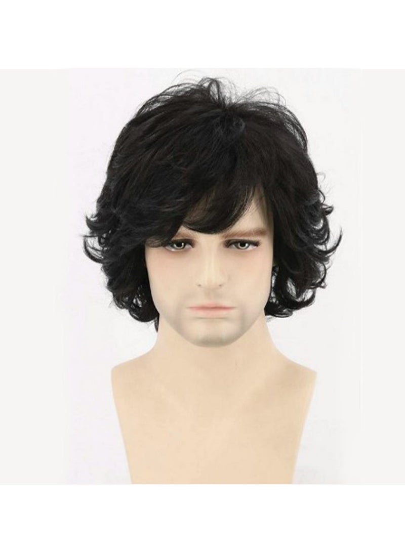 YOUGE New Fashion European And American Brazilian Fluffy Natural Curly Men's Wigs Black - Image 2