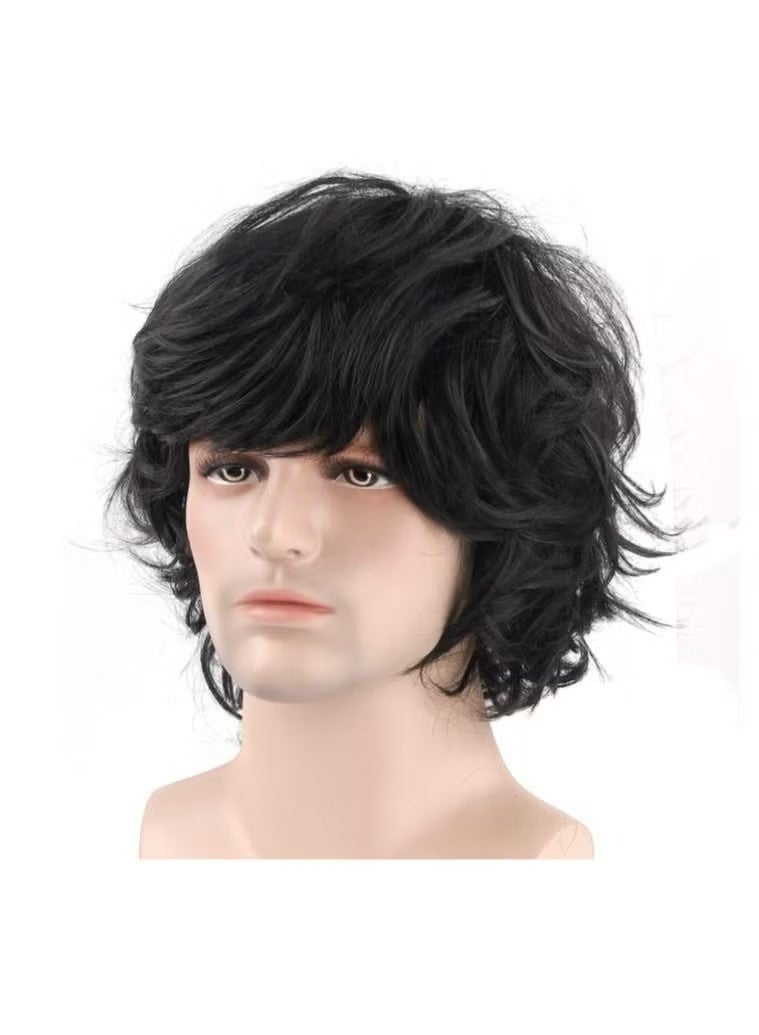 YOUGE New Fashion European And American Brazilian Fluffy Natural Curly Men's Wigs Black - Image 1