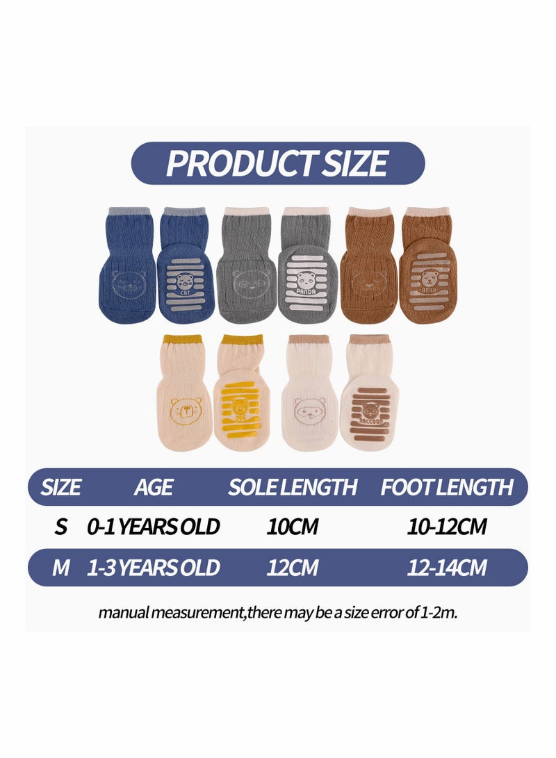 SYOSI جوارب الأطفال SYOSI 5 أزواج جوارب غير قابلة للانزلاق للأطفال الرضع للأولاد والبنات جوارب كاحل قطن سميك جوارب دافئة لطيفة للأطفال من 1 إلى 3 سنوات - Image 5