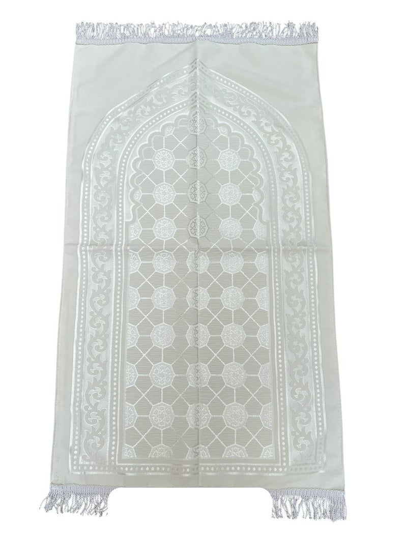Sky Shine Pure White Serenity – Minimalist Geometric Prayer Mat (Top Boya 2) - Image 1