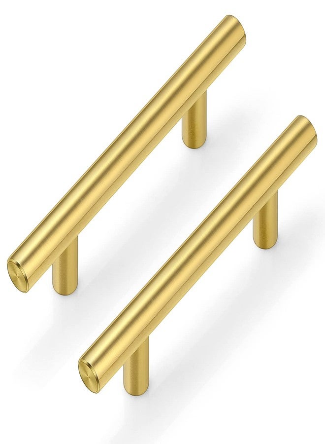 Plustool 30Pack 3''Hole Centers Gold Cabinet Handles-Brushed Brass Cabinet Pulls Gold Dresser Drawer Pulls-Stainless Steel Door Hardware for Kitchen Bathroom Bedroom Furniture-5''Overall Length - Image 1
