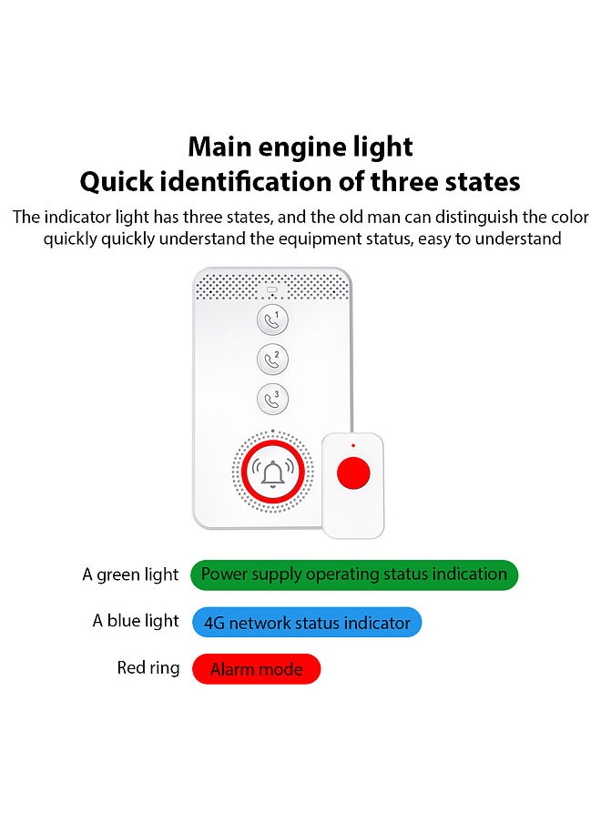 Generic - Wireless Caregiver Pager Elderly Calling System SOS Emergency Button Alert Portable One-click Caller Alarm 4G Voice Distress Alarm Two-way Intercom Phone Notification - Image 1