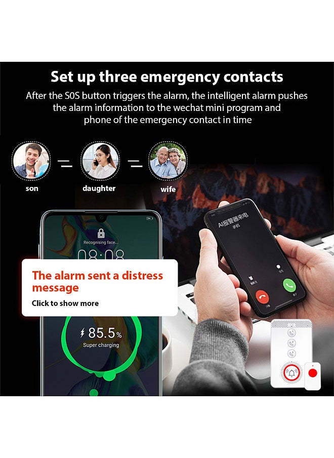 Generic - Wireless Caregiver Pager Elderly Calling System SOS Emergency Button Alert Portable One-click Caller Alarm 4G Voice Distress Alarm Two-way Intercom Phone Notification - Image 1